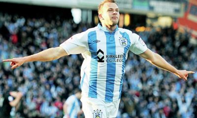 Jordan Rhodes celebrates another goal for Huddersfield Town