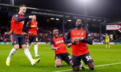 Luton Town’s Gideon Kodua celebrates his late winner