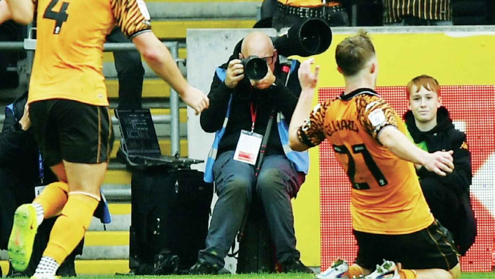 Joe Gelhardt celebrates his classy winner in front of ecstatic Hull City fans