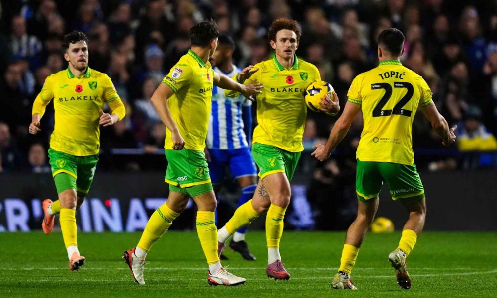 Mathias Kvistgaarden celebrates scoring Norwich City’s equaliser
