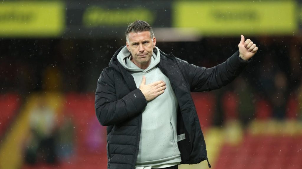 Middlesbrough manager Rob Edwards gestures