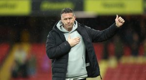 Middlesbrough manager Rob Edwards gestures