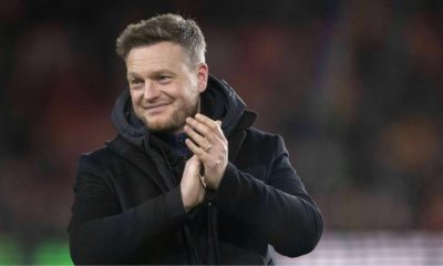 New Middlesbrough boss Kim Hellberg applauds the fans before Tuesday’s game against Coventry City