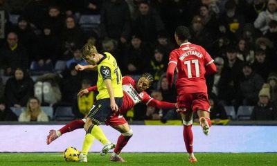Oxford United’s Stan Mills battles for the ball with Middlesbrough’s Sontje Hansen