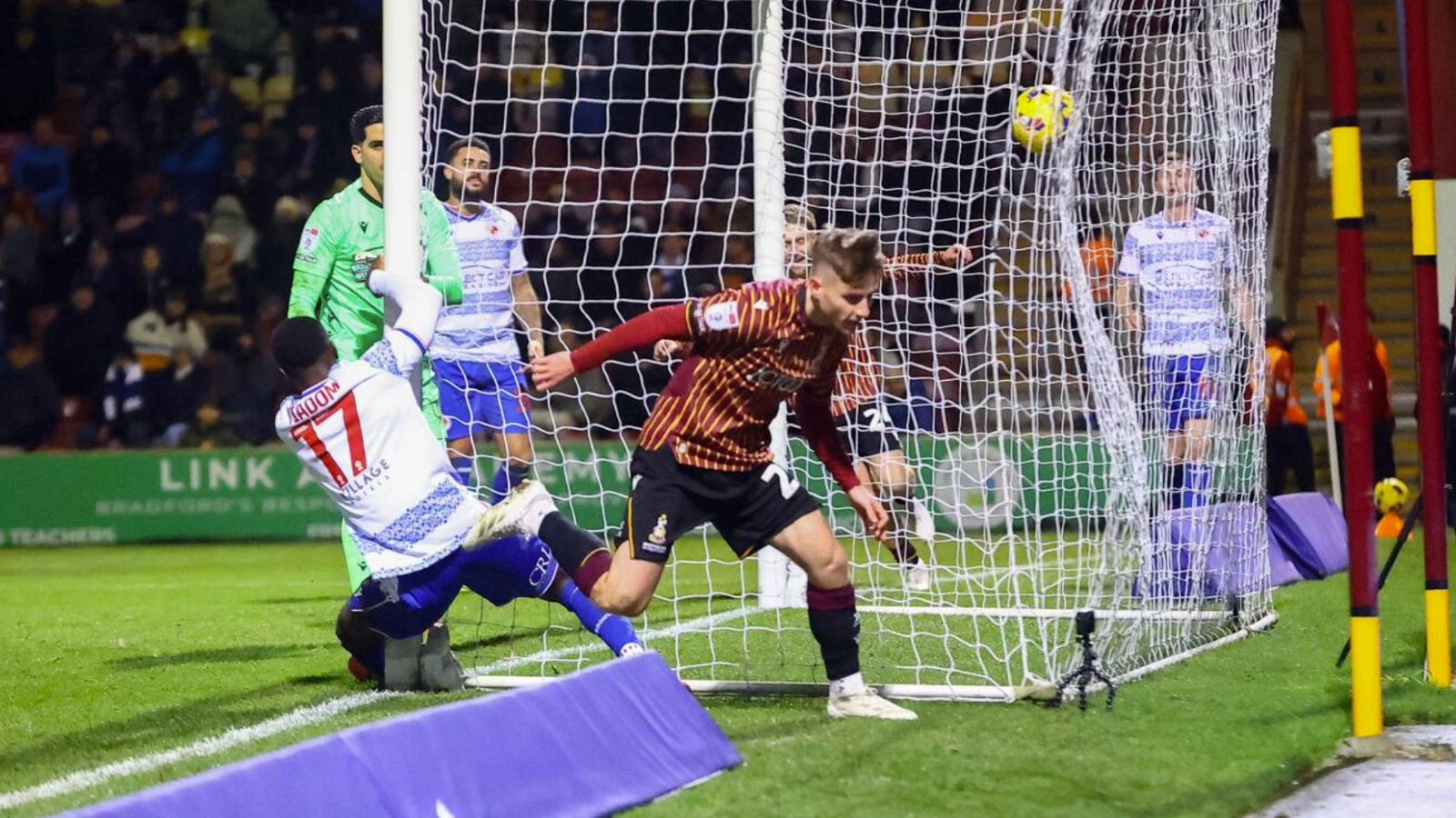 Bobby Pointon wheels away after scoring the second for Bradford City