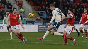 Bojan Radulovic lofts the ball into the net to put Huddersfield Town two up