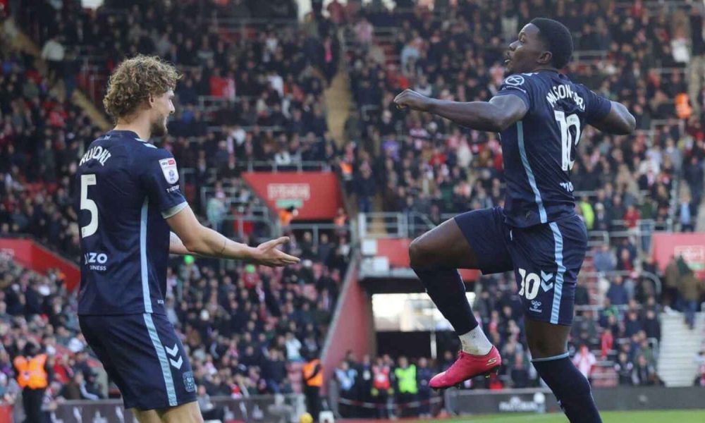 Ephron Mason-Clark celebrates giving Coventry City the lead