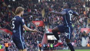 Ephron Mason-Clark celebrates giving Coventry City the lead