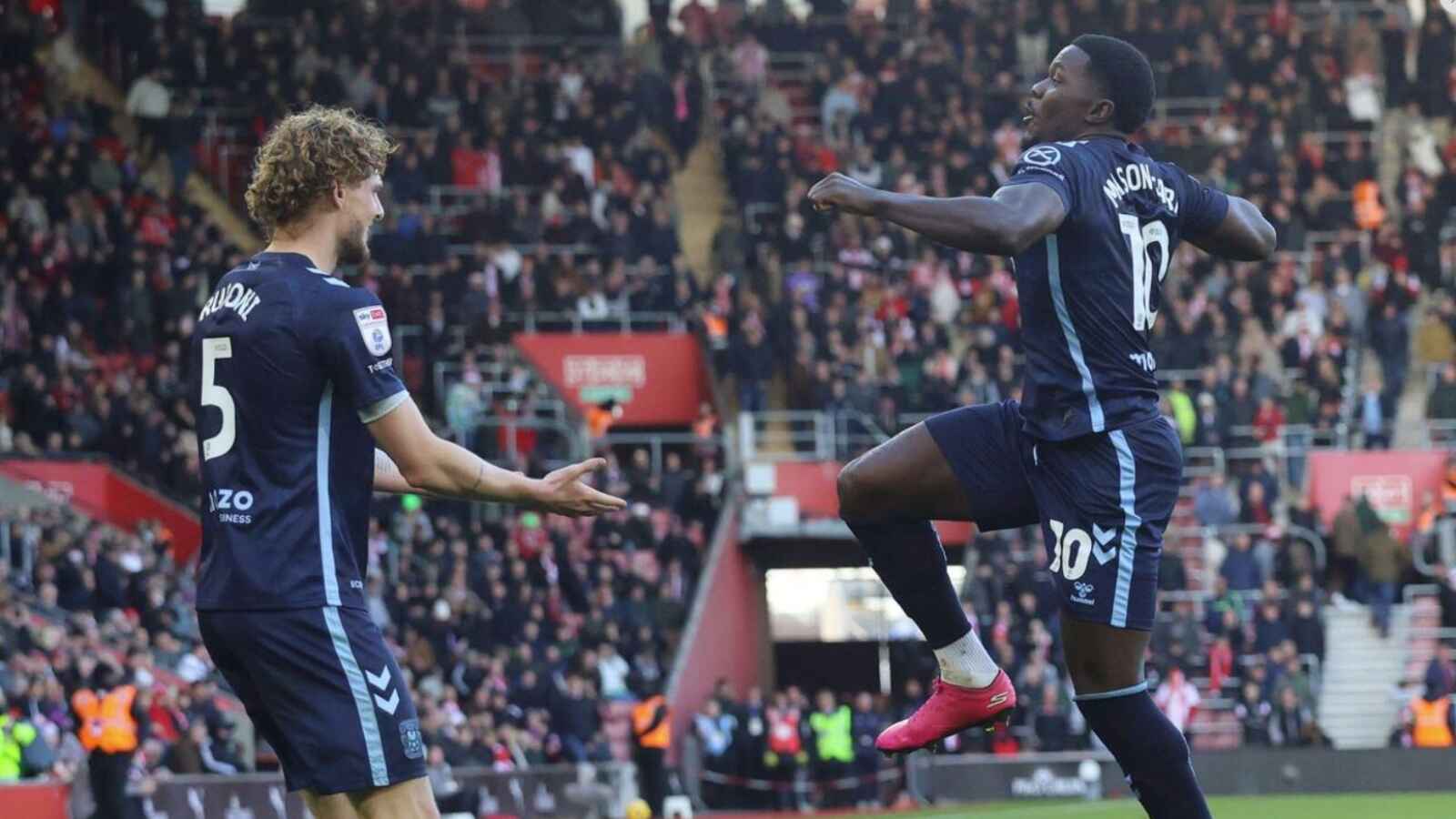 Ephron Mason-Clark celebrates giving Coventry City the lead