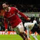 Wrexham’s Kieffer Moore celebrates after scoring his second