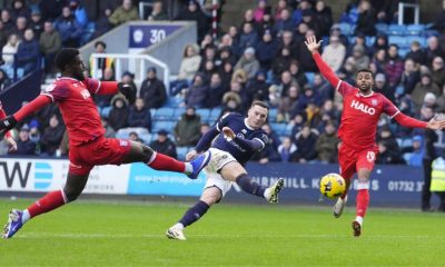 Millwall’s Macaulay Langstaff has an attempt at goal