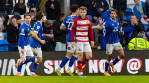 Cardiff City celebrate Omari Kellyman’s goal