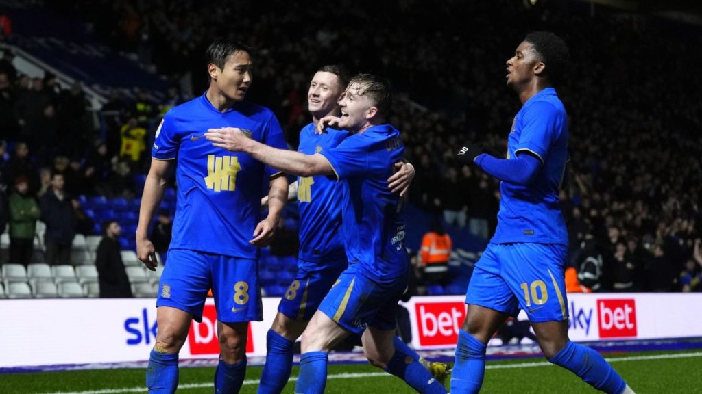 Birmingham City celebrate scoring their opener