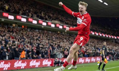 Tommy Conway celebrates scoring to put Middlesbrough in complete control