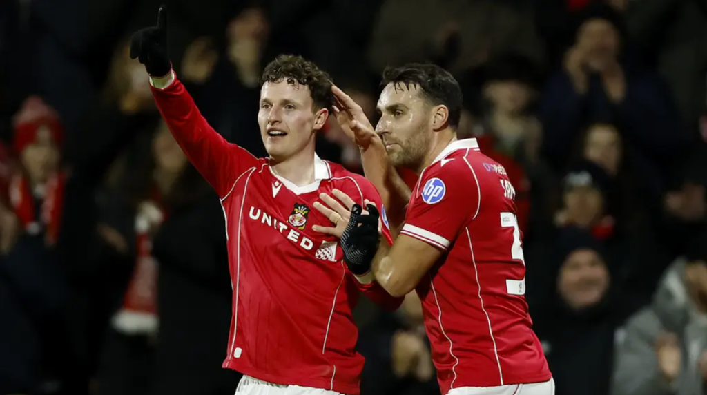 Nathan Broadhead (left) netted Wrexham’s opener