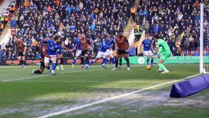 Calum Chambers, left, scores Cardiff City’s second goal