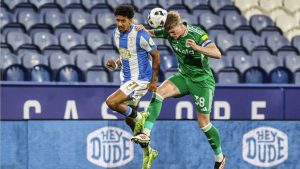 Defender Cathal Heffernan, right, in action for Newcastle United U21s this season