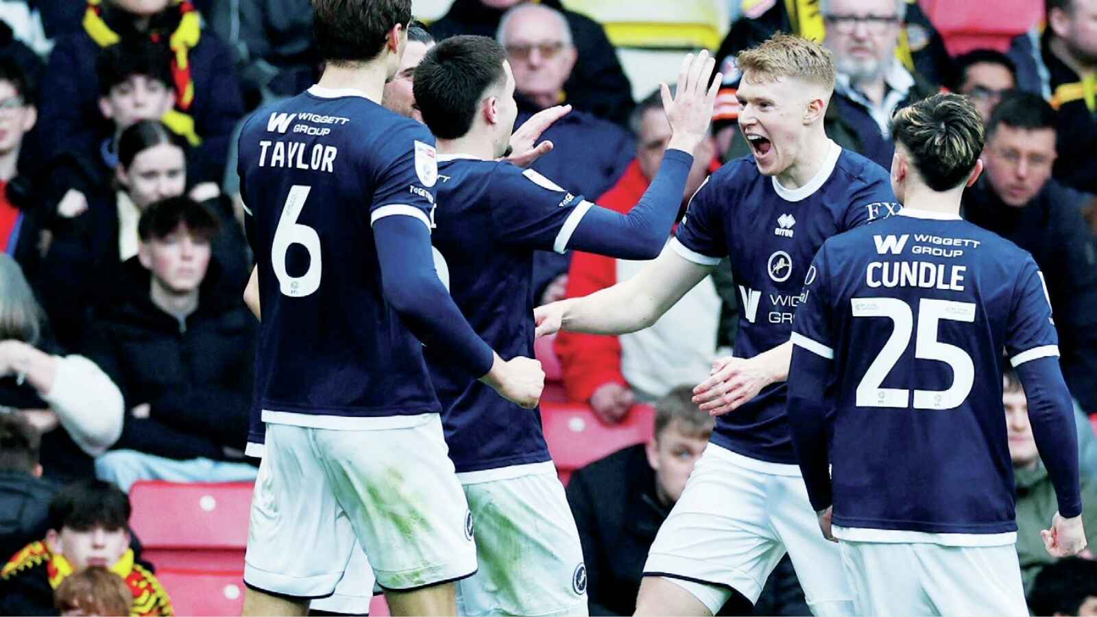 Millwall celebrate Josh Coburn’s clincher