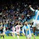 Huddersfield Town scorer Marcus Harness jumps for joy after finding the net for his side