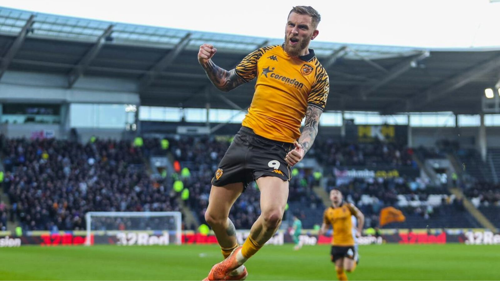 Hull City’s Oliver McBurnie celebrates scoring the opening goal of the game