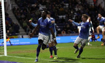 Patrick Agyemang celebrates scoring Derby County’s winner