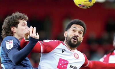 Stags’ Aaron Lewis, left, and Boro’s Jordan Roberts fight it out