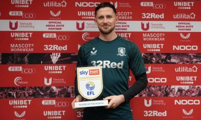 Middlesbrough’s Alan Browne with his award