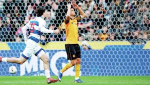 Daniel Bennie celebrates his superb goal to put QPR 2-1 up