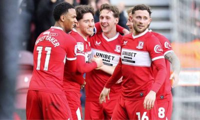 Middlesbrough enjoy Hayden Hackney’s, second left, winner against Norwich City last week