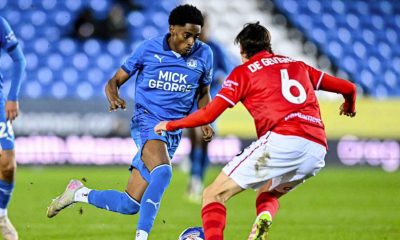 Kyrell Lisbie on the attack for Peterborough United against Barnsley