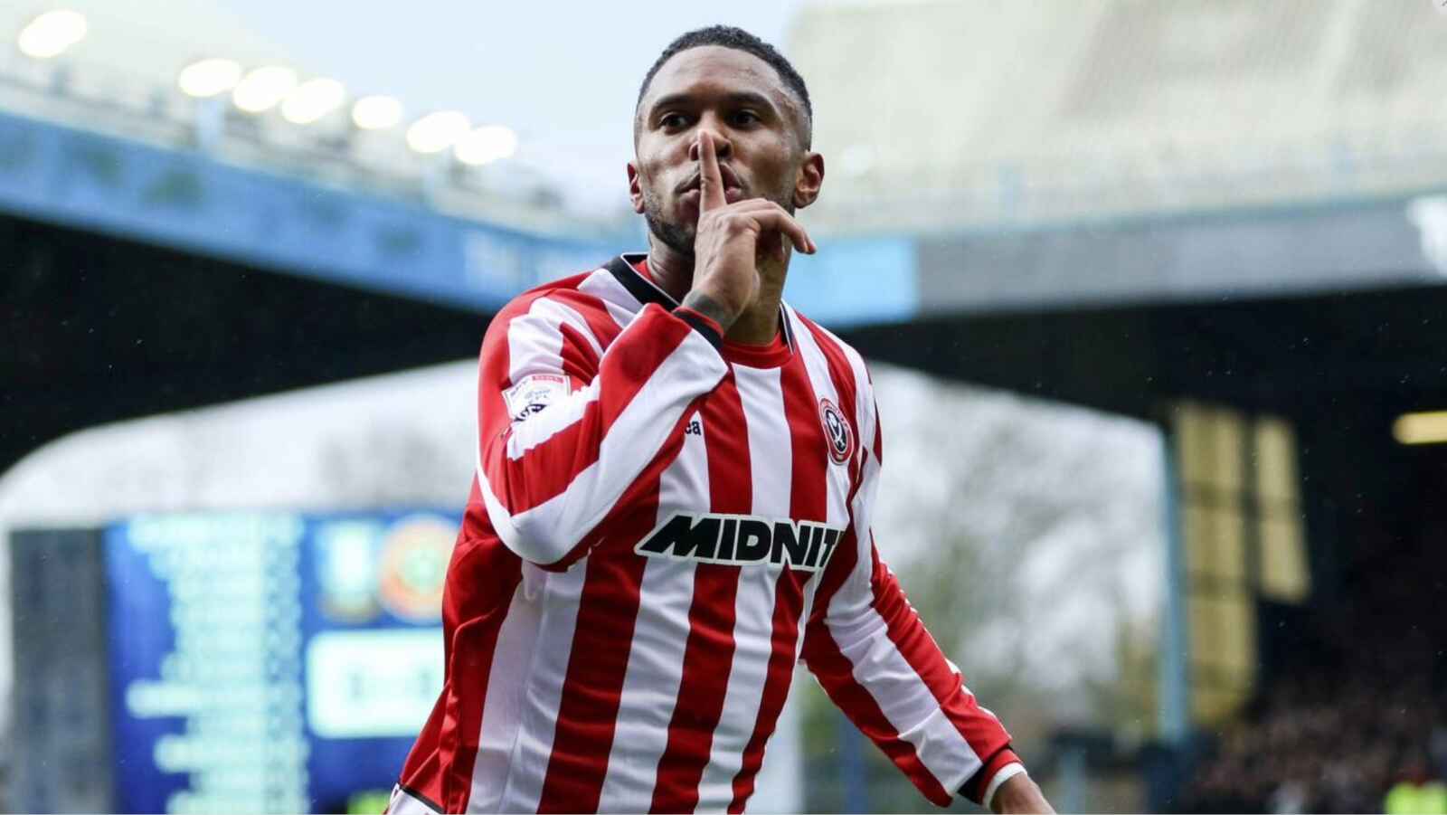 Tyrese Campbell celebrates one of his two goals in Sheffield United’s 3-0 win at Hillsborough in November.