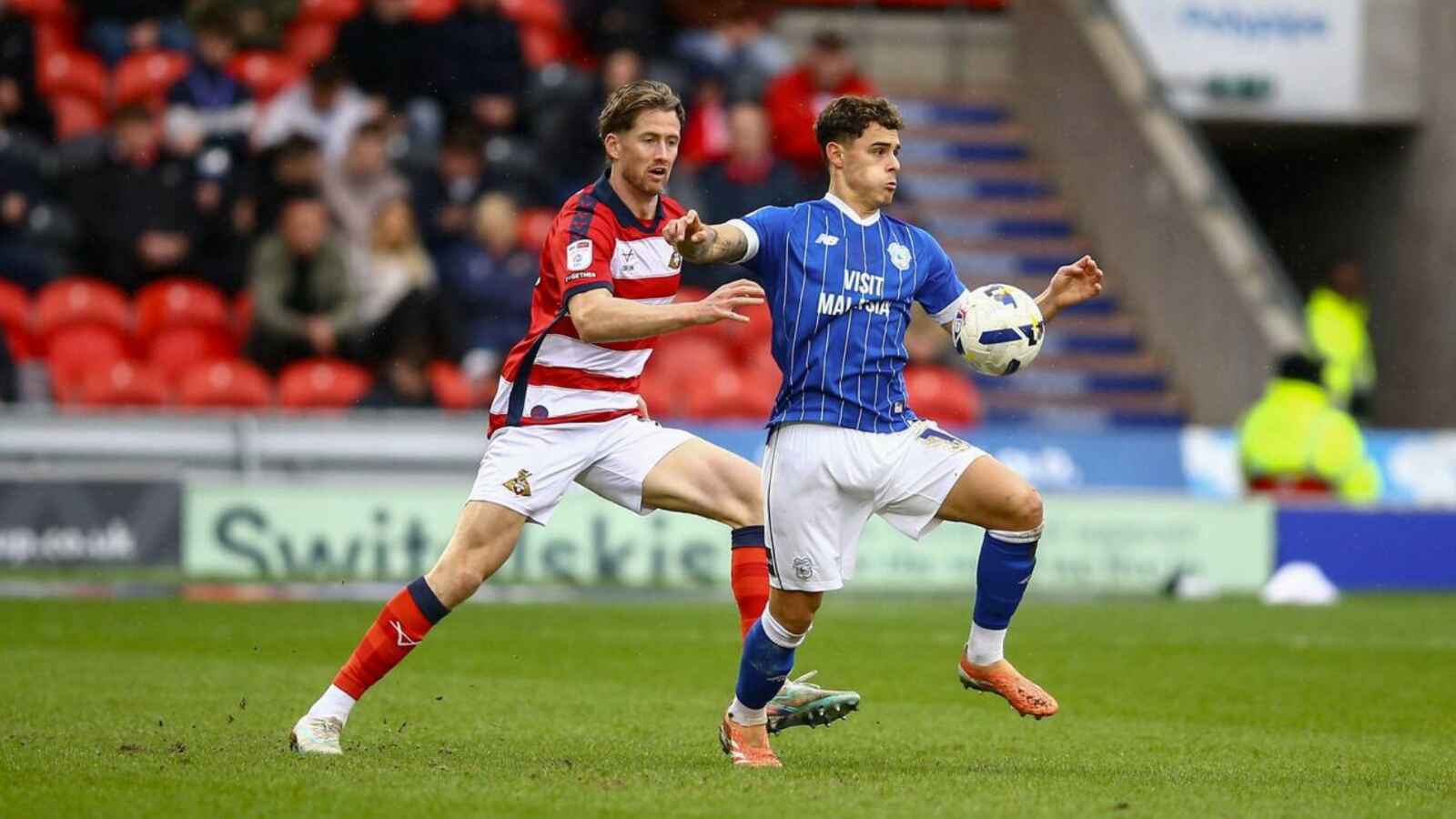 Alex Robertson in action for Cardiff City in their 4-0 win at Doncaster Rovers last weekend