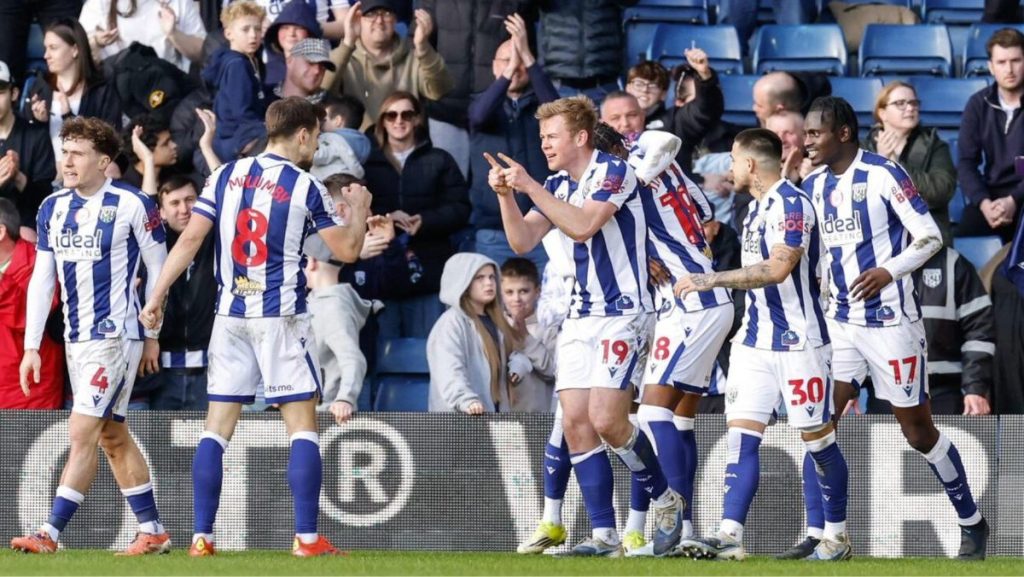 Aune Heggebo celebrates scoring West Bromwich Albion’s second goal