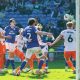 Blackpool goalkeeper Bailey Peacock-Farrell makes a flying save against Cardiff City last weekend