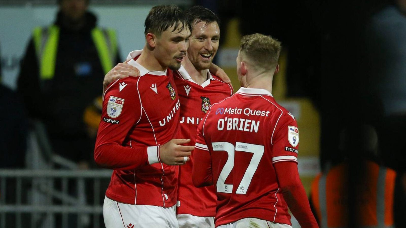 Wrexham celebrate their second goal