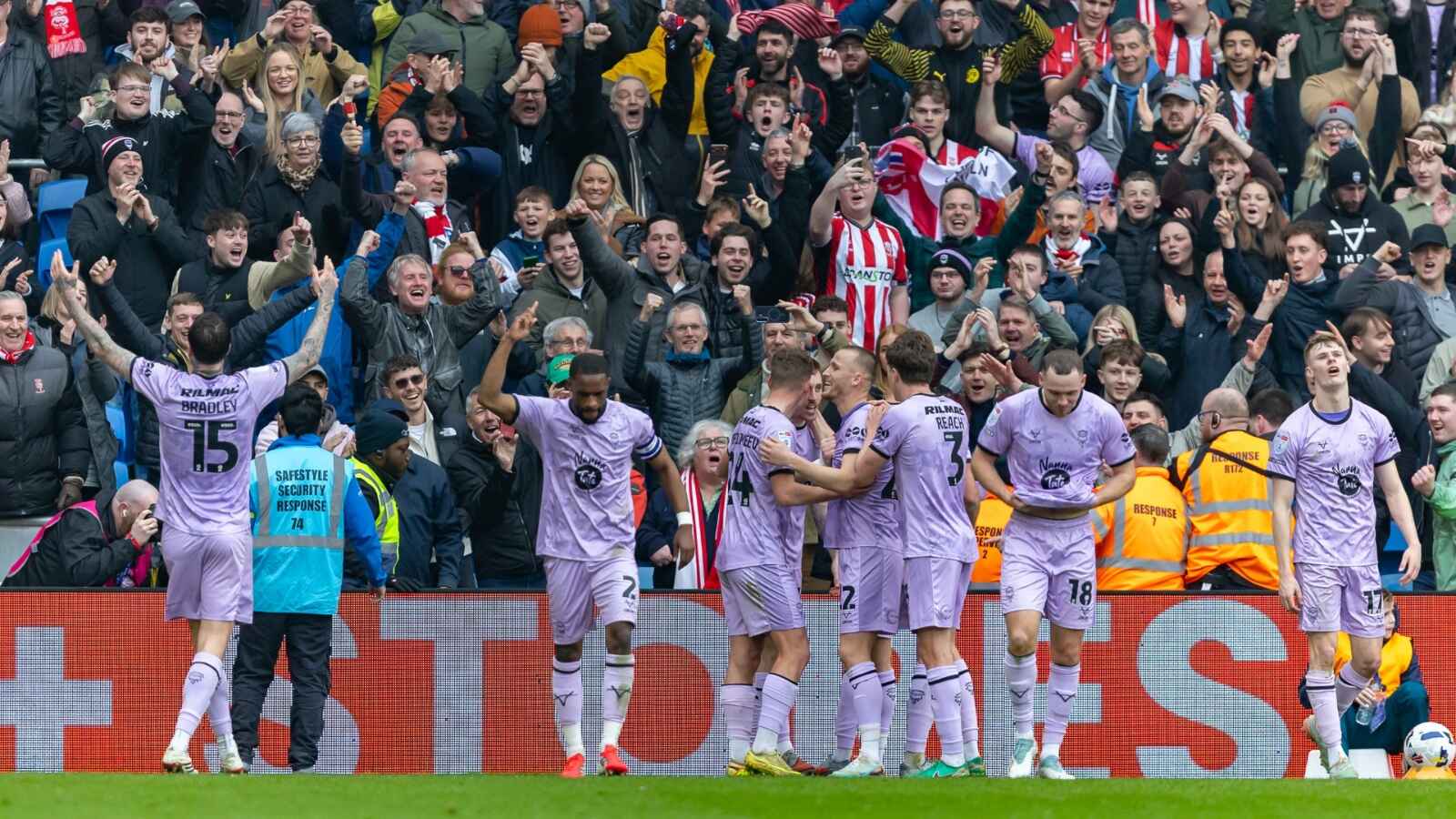 Lincoln City players and fans savour Dom Jefferies’ clincher
