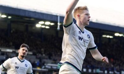 Millwall’s Josh Coburn celebrates his equaliser