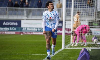 Barrow’s Josh Gordon celebrates his equaliser