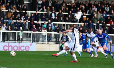 Michael Cheek scores from the penalty spot for Bromley