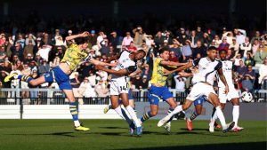 Bromley’s Nicke Kabamba has an attempt at goal