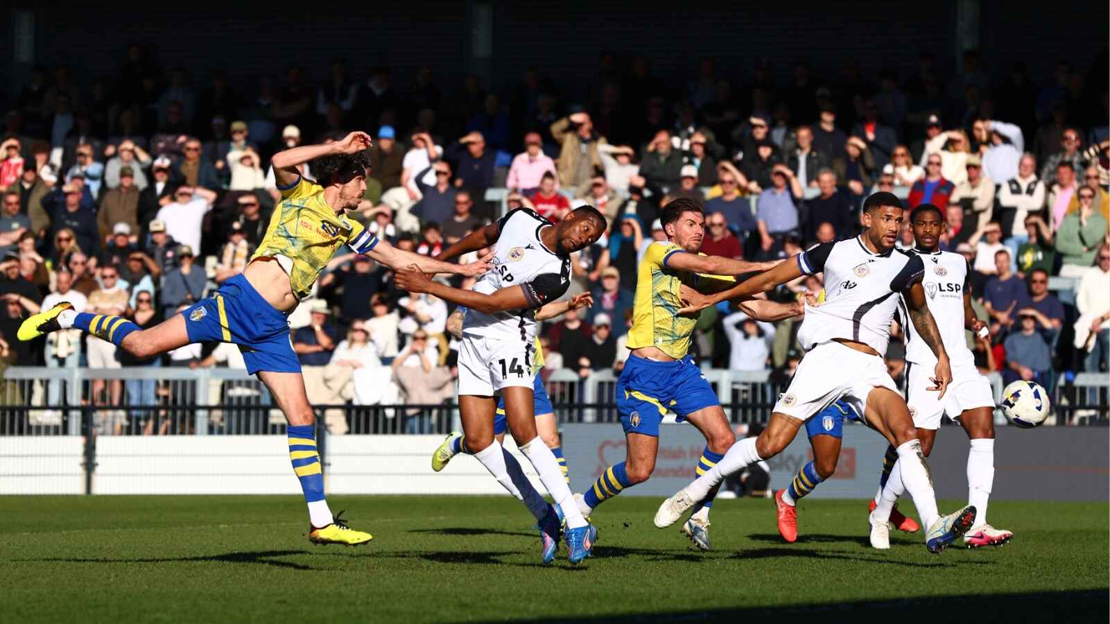 Bromley’s Nicke Kabamba has an attempt at goal