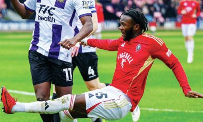 Salford City’s Rosaire Longelo shoots