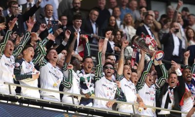 Sunderland players celebrate promotion to the Premier League in 2025 after their play-off final success against Sheffield United