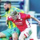 West Bromwich Albion’s George Campbell battles for the ball with Bristol City’s Ross McCrorie