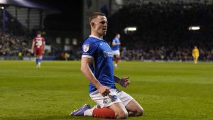 Colby Bishop celebrates Portsmouth’s second goal