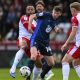 Conor McGrandles battles for the ball in Lincoln City’s 2-2 draw at Stevenage
