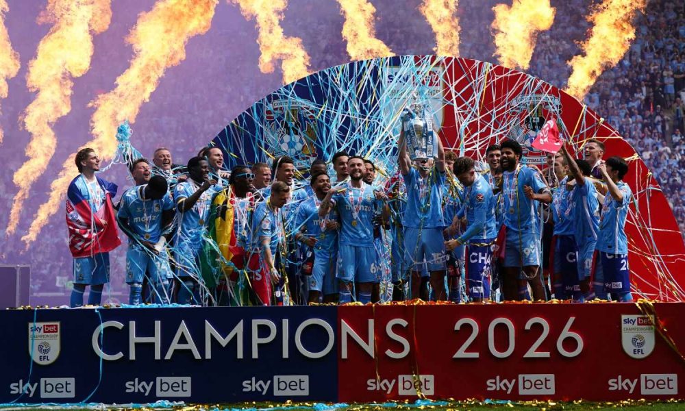 Coventry City celebrated the title after their win over Wrexham