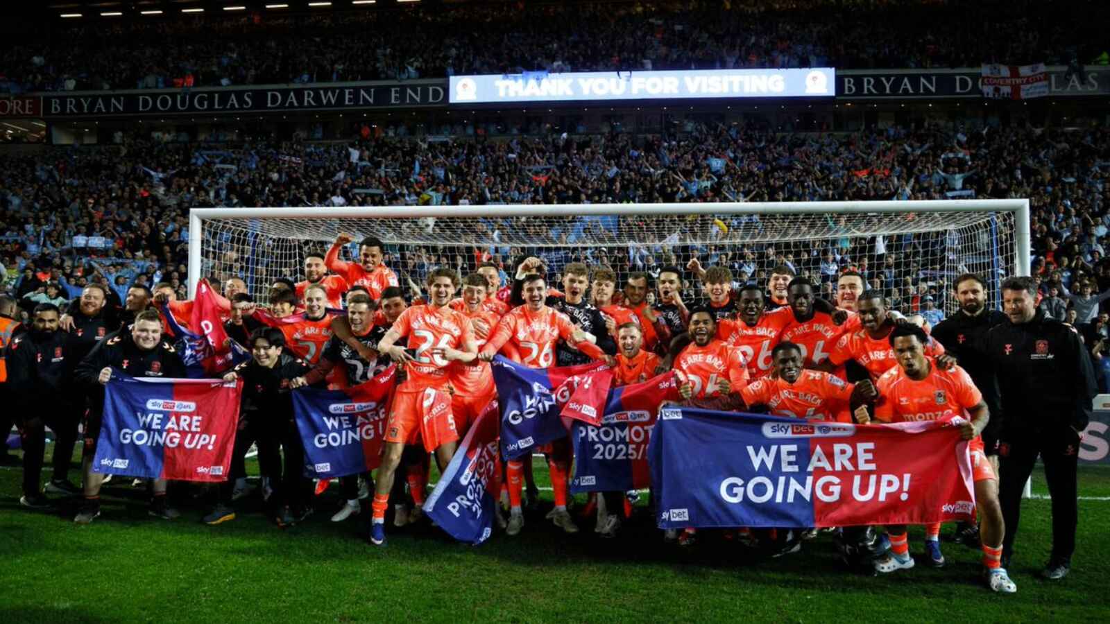 Coventry City celebrate promotion to the Premier League