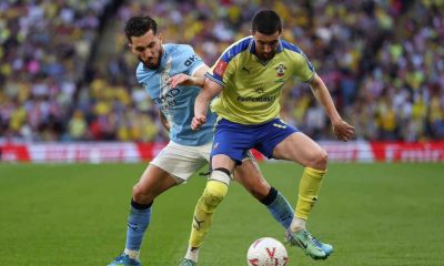 Southampton’s Finn Azaz is shadowed by Manchester City’s Rayan Cherki