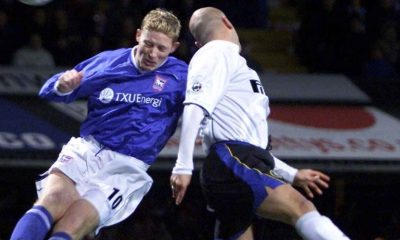 Alun Armstrong heads home for Ipswich Town against Inter Milan in 2001